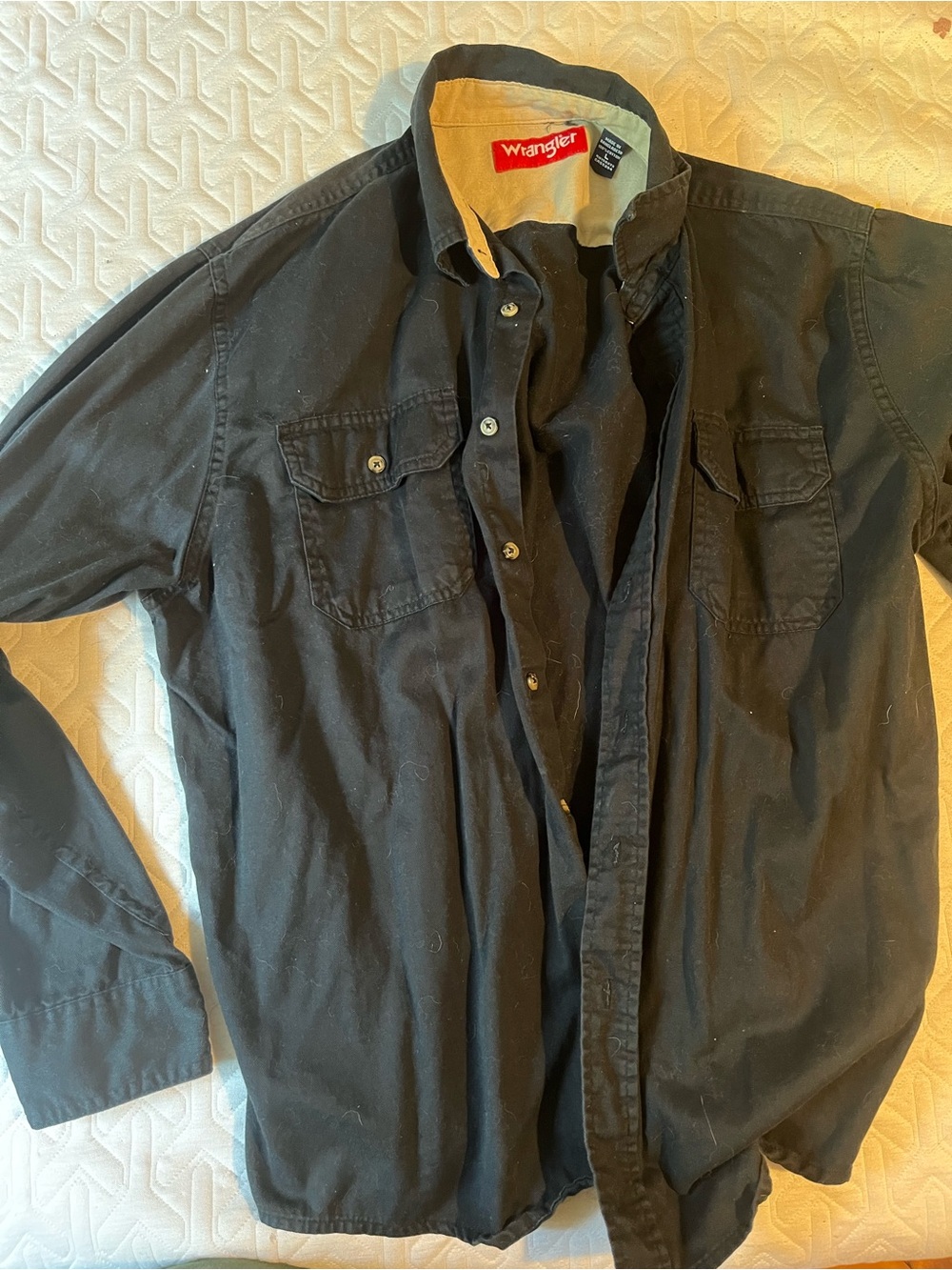 Wrangler Black Long Sleeve Button-Down Work Shirt